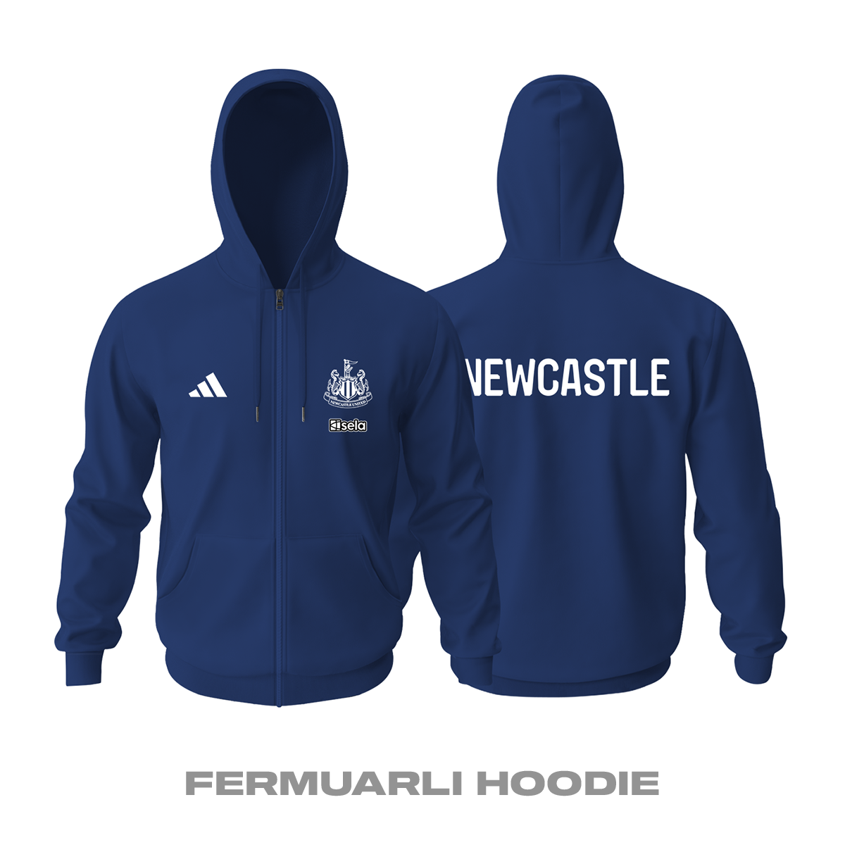 Newcastle: Club Culture Series - Navy Edition Fermuarlı Hoodie