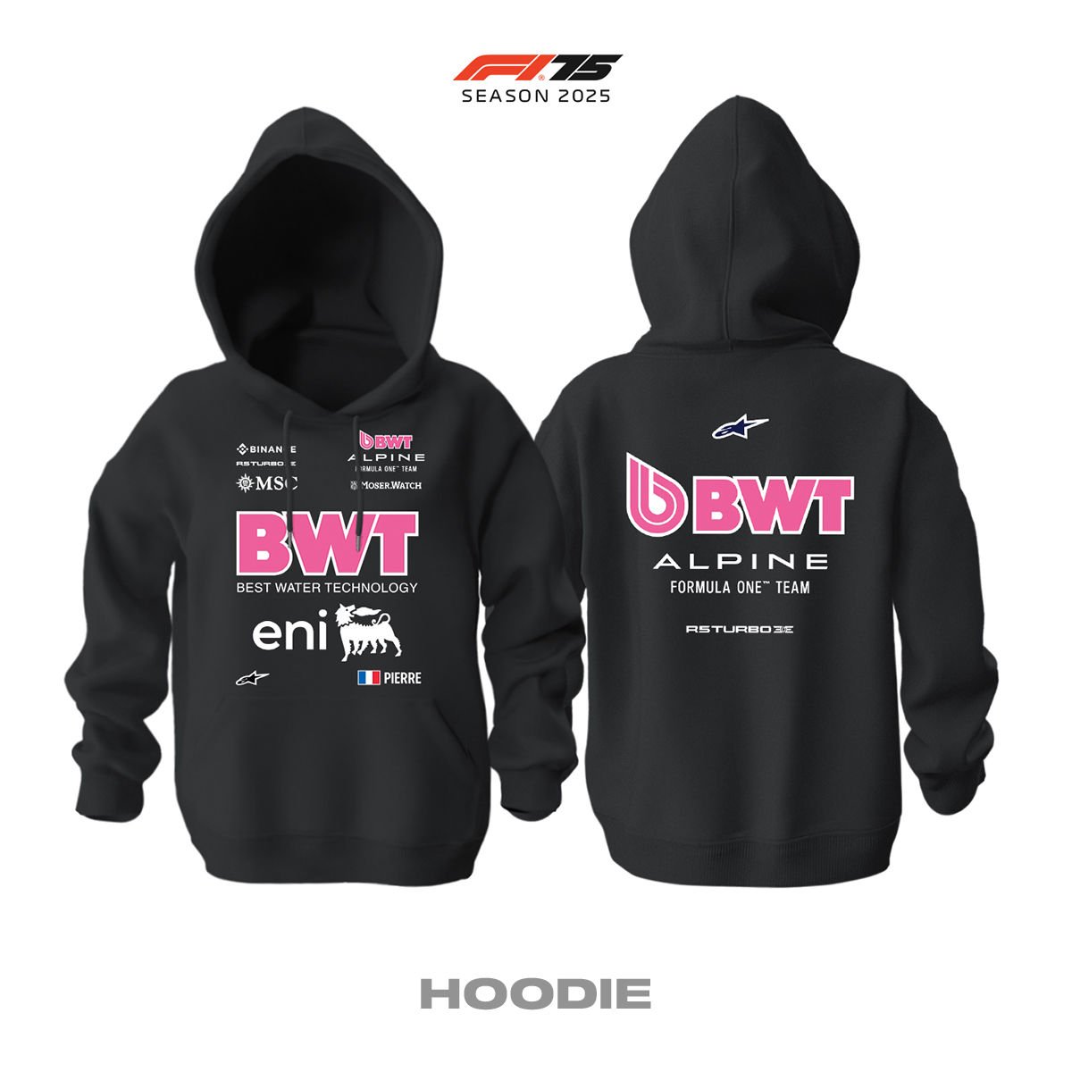 Alpine F1 Team: A525 - Black Edition 2025 Kapüşonlu Hoodie