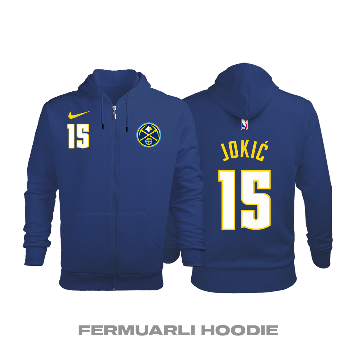 Denver Nuggets: NBA's 75th Anniversary Edition - 2K22 Fermuarlı Kapüşonlu Hoodie XL