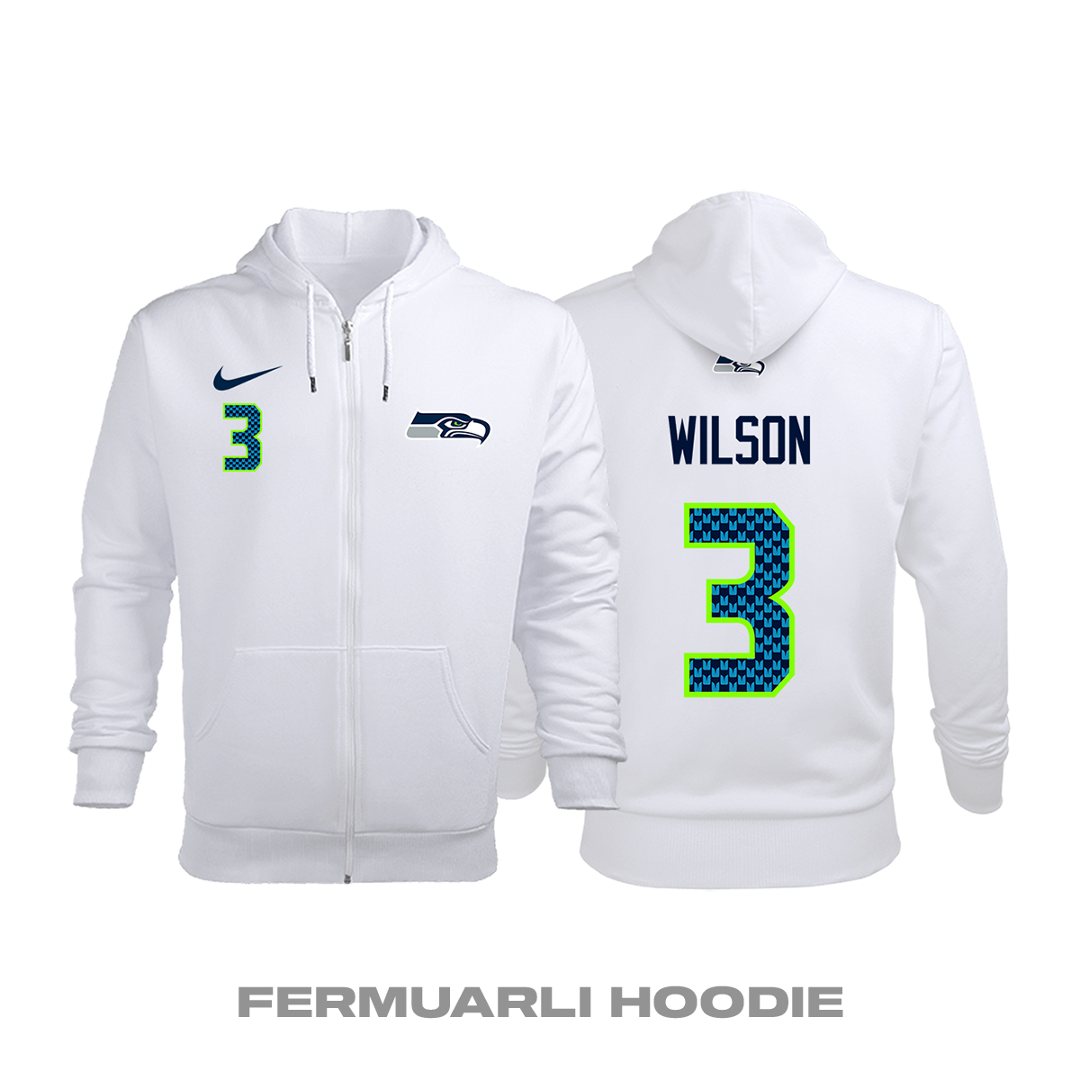Seattle Seahawks: Road Edition 2020/2021 Fermuarlı Kapüşonlu Hoodie XS