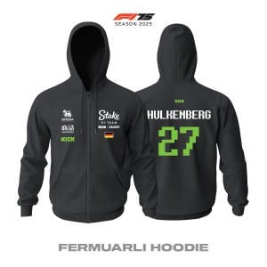Stake F1 Team: Kick Sauber C45 Black Crew Edition 2025 Fermuarlı Hoodie