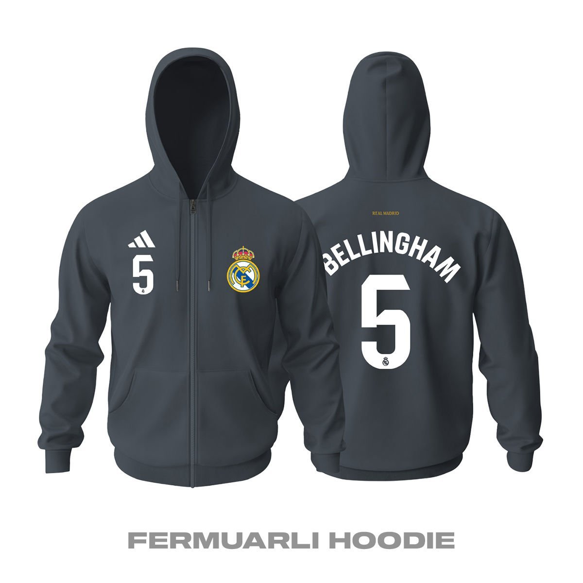 Real Madrid: Away Edition 2023/2024 Fermuarlı Kapüşonlu Hoodie