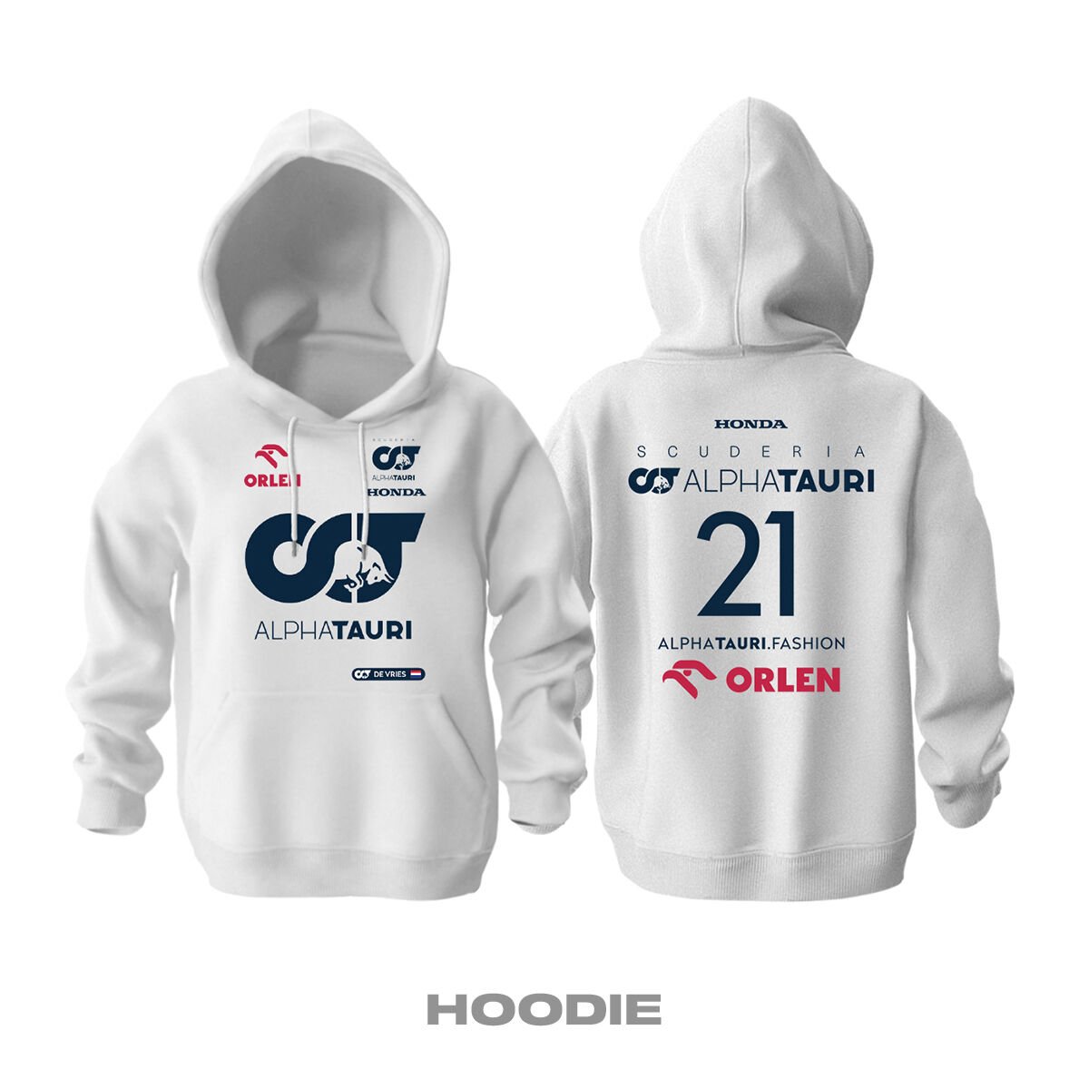 Scuderia AlphaTauri: White Edition 2023 Kapüşonlu Hoodie