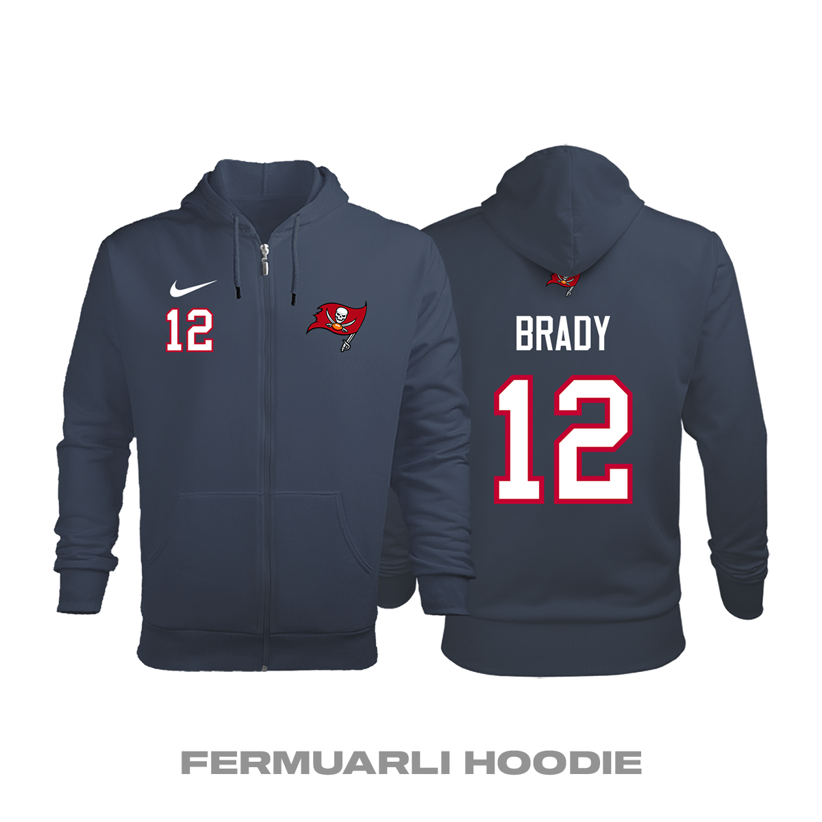 Tampa Bay Buccaneers: Alternate Edition 2020/2021 Fermuarlı Kapüşonlu Hoodie 3XL