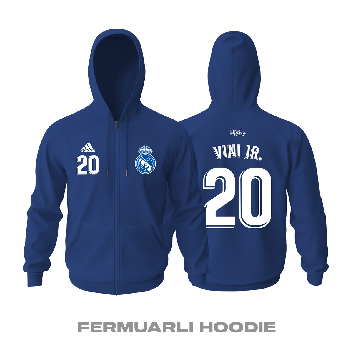 Real Madrid: Away Edition 2021/2022 Fermuarlı Kapüşonlu Hoodie 4XL