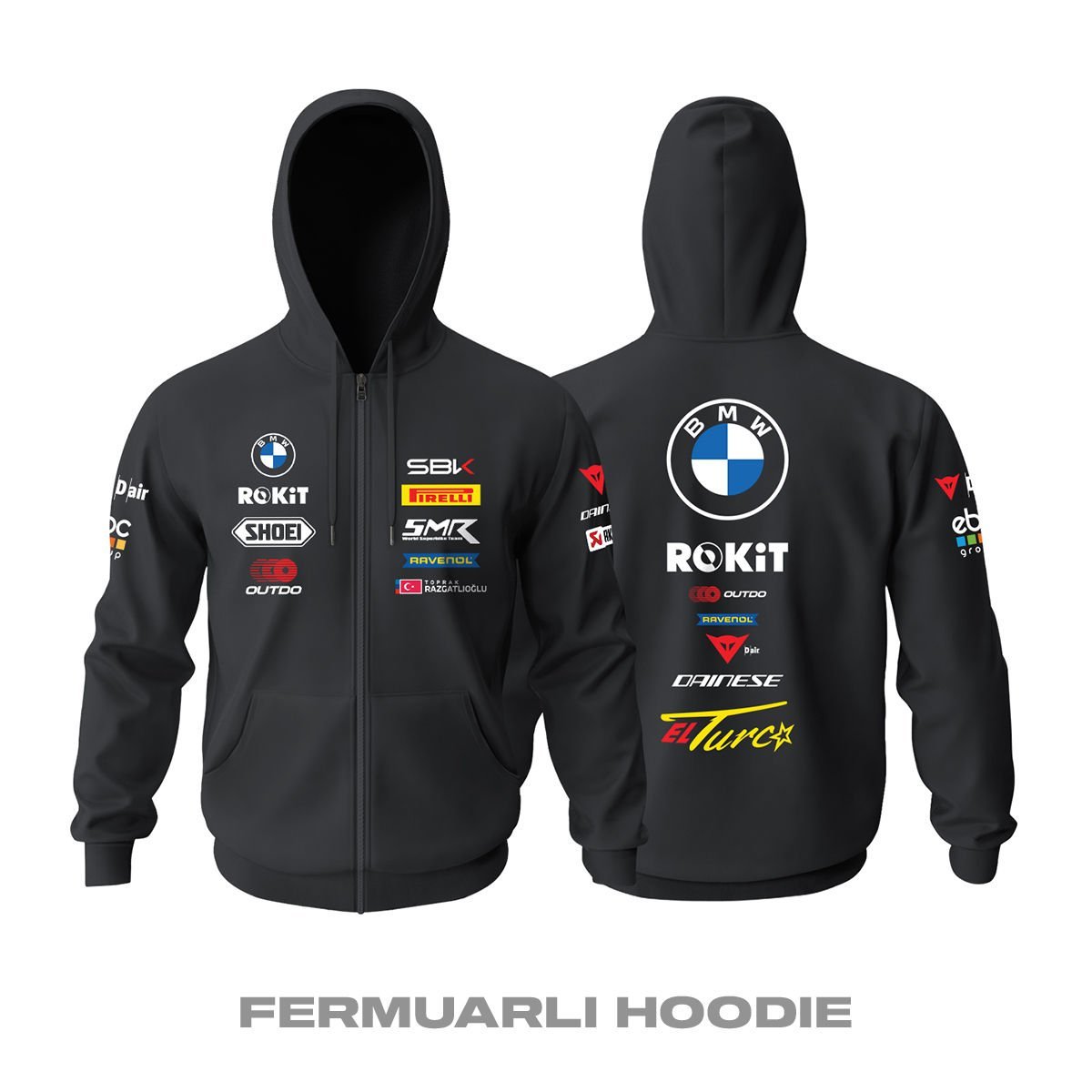 BMW ROKIT: WSBK Team - Black Edition 2024/2025 Fermuarlı Kapüşonlu Hoodie