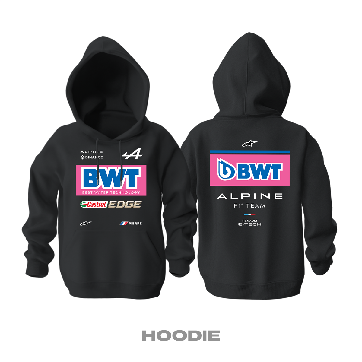 Alpine F1 Team: Black Edition 2023 Kapüşonlu Hoodie