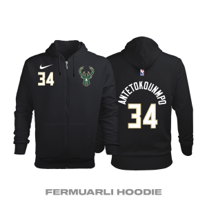 Milwaukee Bucks: Statement Edition 2017/2018 Fermuarlı Kapüşonlu Hoodie 2XL