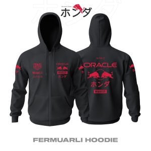 Red Bull Racing: ホンダ - #Japanese GP 2025 赤 黒 Fermuarlı Hoodie