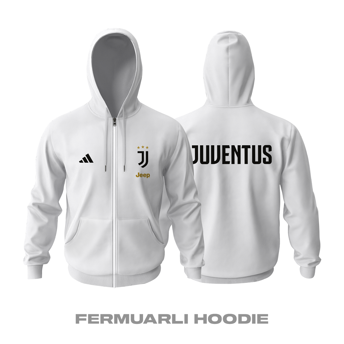 Juventus: Club Culture Series - White Edition Fermuarlı Hoodie