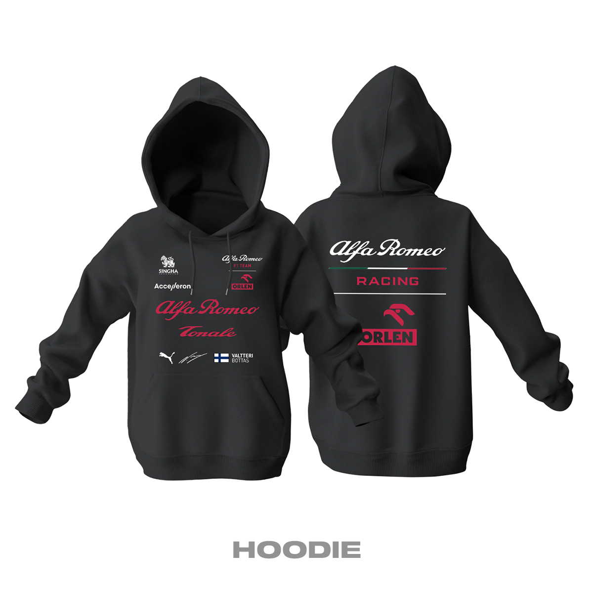 Alfa Romeo Racing: Black Edition 2022 Kapüşonlu Hoodie 4XL